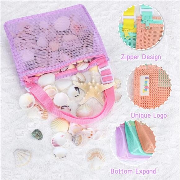 Beach Toy Mesh Beach Bag Kids Shell Collecting Bag Beach Toy Shells Beach Toys - Picture 2 of 7